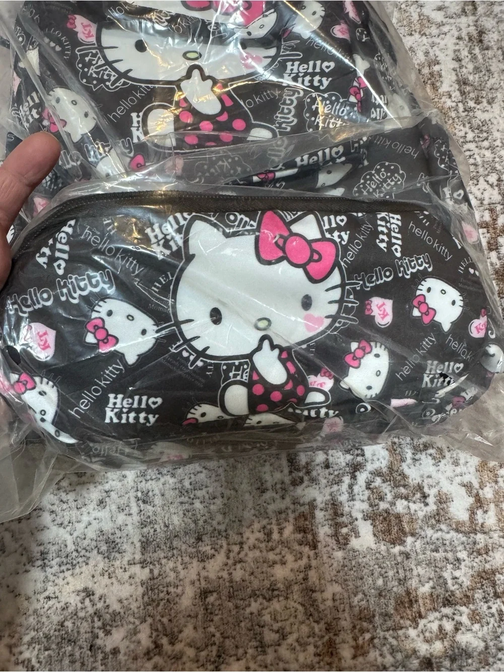 Hello Kitty Black and Pink Kids Backpack with Character Print